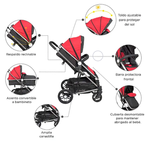 Carriola Travel System Crown Rojo