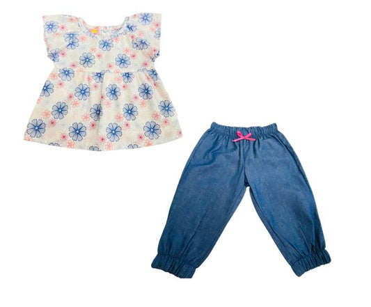 Set 2p Pantalon y Blusa Flores