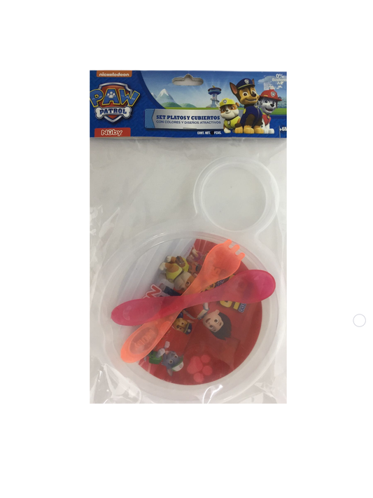 Set de 3 Pzas Platos y Cubiertos Paw Patrol